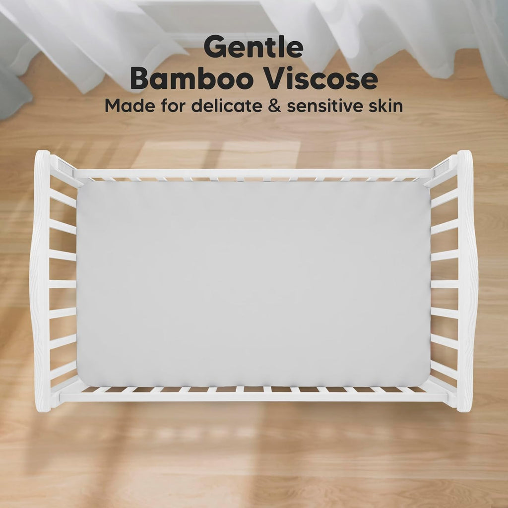 KeaBabies 2-Pack Baby Crib Sheets for Boys, Girls - 52x28 Viscose Derived from Bamboo Toddler Bed Sheets Neutral, Fitted Crib Mattress Cover for Standard Baby Bedding, Soft & Cozy (French Gray)