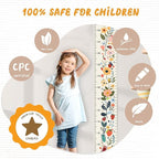 Personalized Name Growth Chart for Kids, Flower Canvas Height Chart Ruler Removable Hanging Wall Ruler Measurement Chart for Home Decoration, Waterproof Measuring Board, Foldable