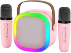 Karaoke Machine for Kids Adults, Portable Bluetooth Speaker with 2 Wireless Microphones and LED Lights, Kids Toys Birthday Gifts for Girls Boys Ages 4, 5, 6, 7, 8,9,10,11,12+ Years