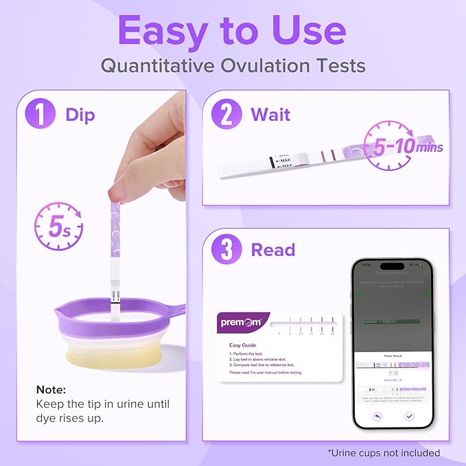 Premom Quantitative Ovulation Predictor Kit：40 Ovulation Tests + 10 Pregnancy Tests - Advanced Ovulation Test Strips Combo 40LH+10HCG Test