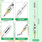 Tinlade 60 Pcs Jungle Animals Baby Shower Golf Pencils with Erasers Small Kids Sharpened Mini Pencils for School in Bloom Baby Shower Supplies