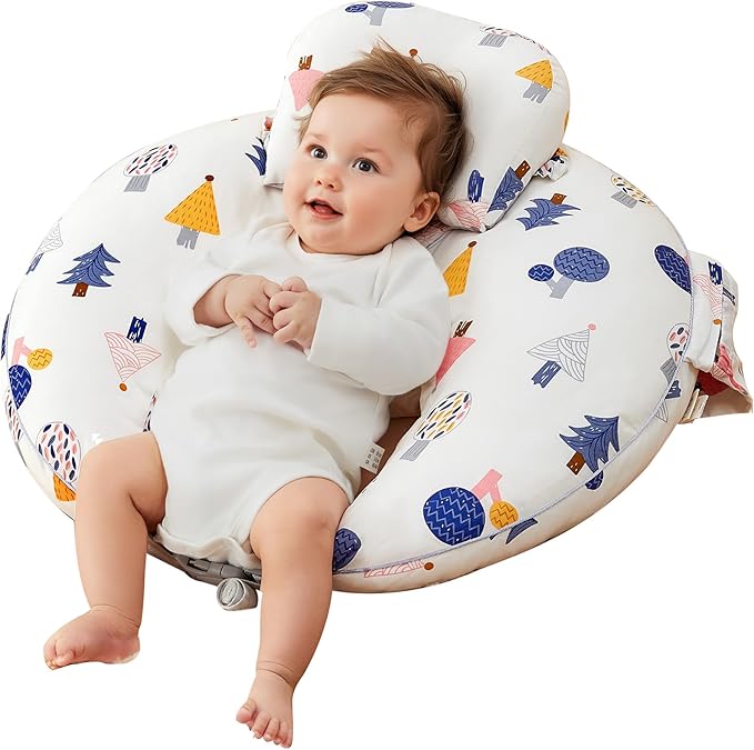 Nursing Pillow for Breastfeeding & Bottle Feeding –Breastfeeding Pillow with Adjustable Waist Strap, Feeding Pillow for Tummy Time,Removable Cotton Cover for Mom Comfort (Forest)