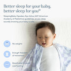 SleepingBaby Zipadee-Zip Transition Swaddle - Cozy Baby Swaddle Blanket with Zipper Convenience - Roomy Wearable Blanket for Easy Diaper Changes - Lavender Check, Medium (6-12 Month)