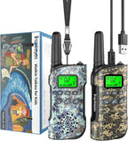Walkie Talkies for Kids Rechargeable,Toys for Boys and Girls Ages 3-12, 2 Pack Long Range 2-Way Radios, Birthday Gifts,Christmas Stockings, Outdoor Play, Family Games, Hiking Camping Gear