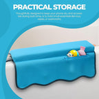 Whale Baby Bath Kneeler and Elbow Rest Set – Extra Thick Padded Cushion – Waterproof Non-Slip Mat with Storage Pockets – Bathtime Safety – Baby Shower or Registry Gift for Moms and Dads (Blue)