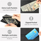 Passport Holder for Travel Rfid Passport Wallet for Women Men with Zipper Pocket Pen Sim Card Holders Slim Travel Accessories