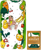 100% Cotton Fitted Crib Sheet, Happy Harvest Fruit and Veggie Theme, Breathable Baby Nursery Bedding, Standard 52 x 28 in Crib Fit