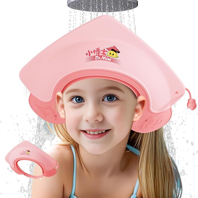 Baby Shower Cap Shield for Kids Soft Silicone Adjustable1-8 Years Old Hair Washing Hat for Kids Toddler Shower Cap Shield Makes the baby Bath More Fun