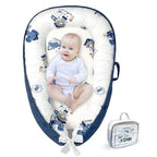 Baby Lounger - Baby Lounger for Newborn 0-24 Months, Breathable, Soft Cotton Baby Nest, Portable Infant Lounger for Home & Travel, Newborn Essentials Gift (Blue Elephant)