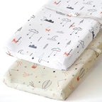 BROLEX Changing Pad Covers for Baby: Boy Girls Ultra Stretchy Soft 2 Pack Starsmoon & Balloon