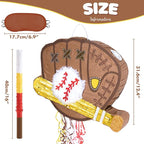WERNNSAI Baseball Piñata - Baseball Piñata Bundle with Blindfold and Bat Sports Birthday Party Decorations for Boys Kids Pull String Baseball Gloves Piñata Family Games Baseball Party Supplies
