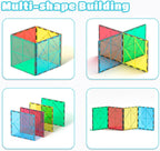 Bmag 4 Piece Magnetic Tiles Large Square, Magnet 3D Building Blocks Expansion Set for Kids, STEM Preschool Learning Kit Educational Playset Construction Toys for Boys Girls Ages 3+