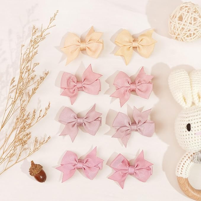 CÉLLOT Hair Clips for Baby Girls - 60 Tiny 2" Fully Covered Bows Barrettes for Infants and Toddlers