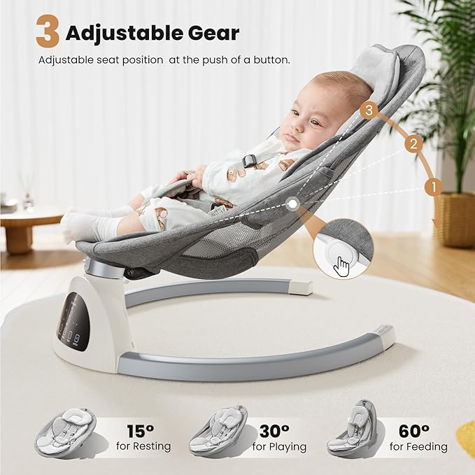 Electric Baby Swing and Portable Bluetooth Infants Swing with Music Speaker, 5 Sway Speeds, 3 Seat Positions, and Remote Control for Indoor Use Boy Girl