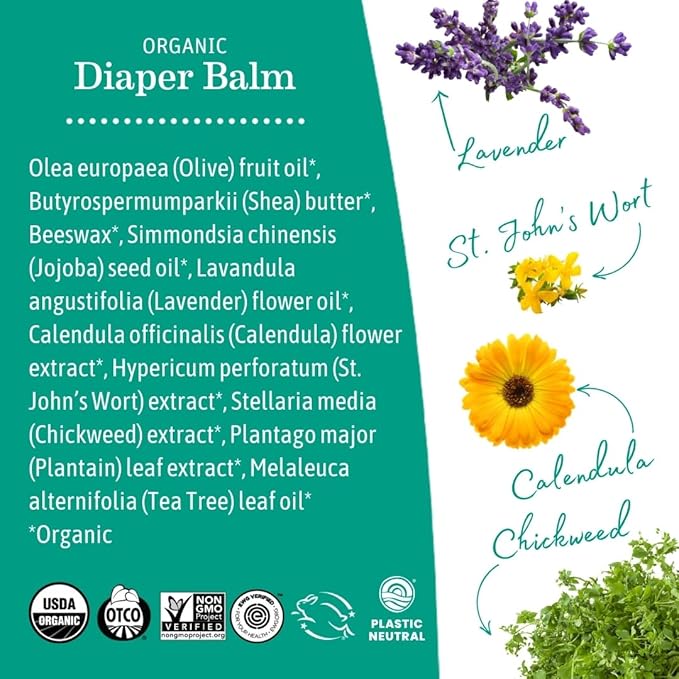 Earth Mama Organic Diaper Balm 2-Ounce | Diaper Cream for Baby | EWG Verified, Petroleum & Artificial Fragrance-Free with Calendula for Sensitive Skin (6-Pack)