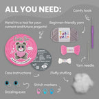 Cookie Box Crochet Kit for Beginners - Learn to Craft Amigurumi Stuffed Animals - Knitting Gift for Kids and Adults - Beginner-Friendly Yarn - Stitch-by-Stitch Video Tutorial - Bear Ted