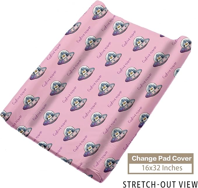 Personalized Baby Crib Bedding Set – Deer Astronaut Pattern Nursery Bedding Sets 3 Piece with Custom Name Blanket, Fitted Crib Sheet & Changing Pad Cover – Ideal Newborn Gift for Girls