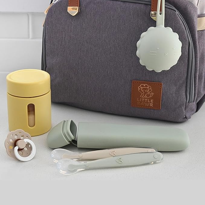 Silicone Baby Spoons for Baby Led Weaning, Spoons with Storage Box，Feeding Spoons for First Stage Baby Dishwasher Safe (Green)