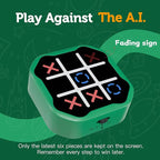 3 in 1 Electronic Tic Tac Toe Game, Handheld Digital Tic Tac Toe Bolt Game with Silent Mode, Portable Learing Toy Gift for Kids & Adults, Green(One Pack)