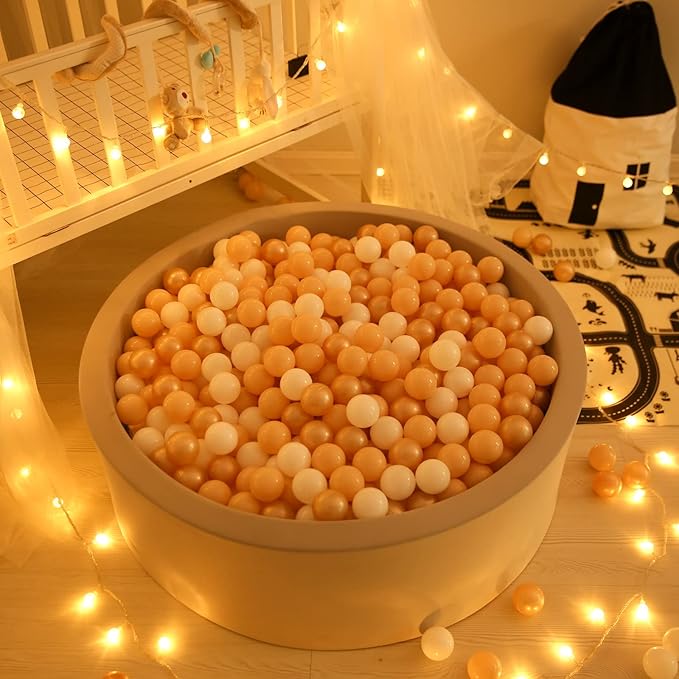 GOGOSO Ball Pit Balls for Toddlers, Brown Plastics Balls for Ball Pool Birhtday Party Girls Kids with Storage Bag, 2.17inches
