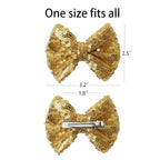 Gold Sequins Hair Bows for Girls Alligator Clips Hair Glitter Handmade Bows Hair Clip Toddler Teens Hair Accessories Gift for All Hair Types