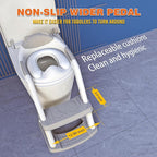 SKYROKU Potty Training Toilet, New Sector-Shape Stabilized Base two in one Toddler Toilet Seat with Splash Guard, Anti Slip Pad, and Step Stool Enamel Grey