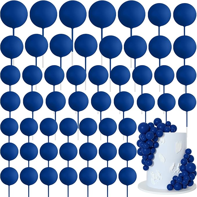 75 Pieces Royal Blue Cake Balls Topper Decorations Foam Cupcake Topper Mini Balloon Cake Topper Balls Cake Picks for Cake Deco Birthday Party Wedding