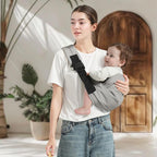 Baby Sling Carrier, Toddler Carrier Sling with Double Safety Buckle and Adjustable Shoulder Strap(7-30lbs), Baby Carriers One Size Fits All, Grey
