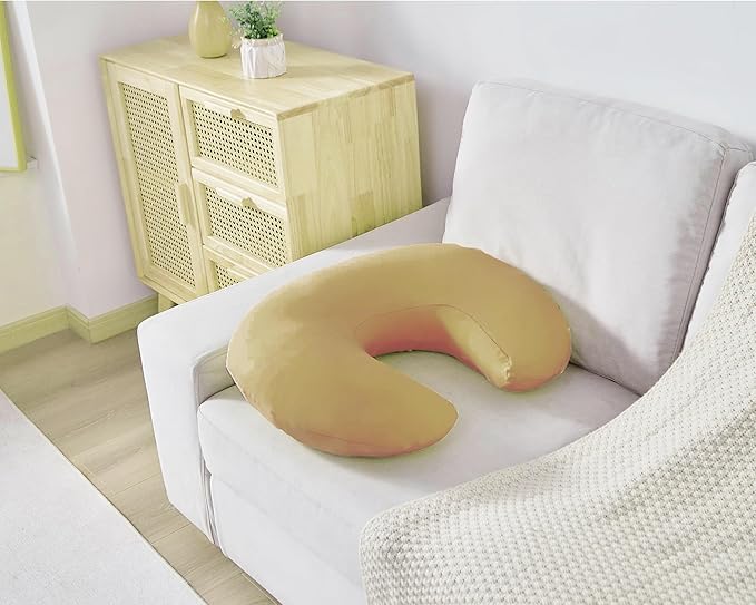 Nursing Pillow, Plus Size Breastfeeding Pillow Original Support for Baby Boys Girls Breastfeeding Essentials, with Removable Soft Cotton Cover (Beige, Standard (23.62 * 18.11 * 5.91 Inches))