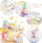 Pastel Balloon Garland Kit - 219pcs, Different Sizes 18, 10, 5 Inch Pastel Rainbow & Daisy Balloons for First Birthday Girl Baby Shower Party Arch