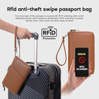 RFID Blocking Family Passport Holder Wallet 6,Premium Leather Travel Document Organizer for Women and Men,Travel Wallet for Credit Card