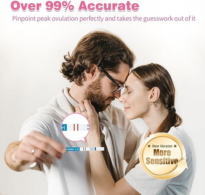 50 Count Ovulation Test Strips with Cups, Bulk Ovulation Test Strips for Women, Ovulation Predictor Kit, Accurate Fertility Tests for Home, Individually Wrapped 5mm LH