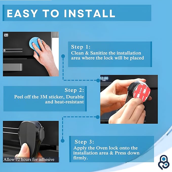Oven Lock Child Safety, 1 Pack, Oven Door Lock Child Safety, Oven Baby Proofing, Heat-Resistant, Durable & Easy to Install Oven Safety Locks for Toddlers, Baby Proof Oven (Black)