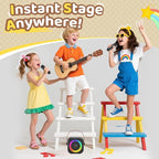 Mini Karaoke Machine, Portable Bluetooth Karaoke Speaker with 2 Wireless Microphones, Singing Machine with Party Lights for Kids and Adults, Birthday Gifts for Girls Boys Family Home Party