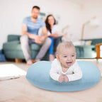 LAT Nursing Pillow for Breastfeeding,100% Cotton Removable Cover,Ergonomic Breast Feeding Pillows for Mom and Baby,Machine Washable(Baby Blue)