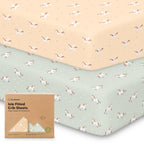 KeaBabies 2-Pack Baby Crib Sheets for Boys, Girls - 52x28 Viscose Derived from Bamboo Toddler Bed Sheets Neutral, Fitted Crib Mattress Cover for Standard Baby Bedding, Soft & Cozy (Lune Mystic)