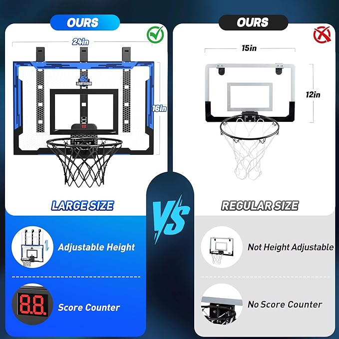 Kids Indoor Basketball Hoop with Scoreboard & Timer,Toddler Adjustable Height Basketball Goal Toy for Outdoor Backyard,Sports Game Play