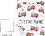 Personalized Baby Crib Bedding Set – Fire Truck Theme Nursery Bedding Sets 3 Piece with Custom Name Blanket, Fitted Crib Sheet & Changing Pad Cover – Ideal Newborn Gift for Boys