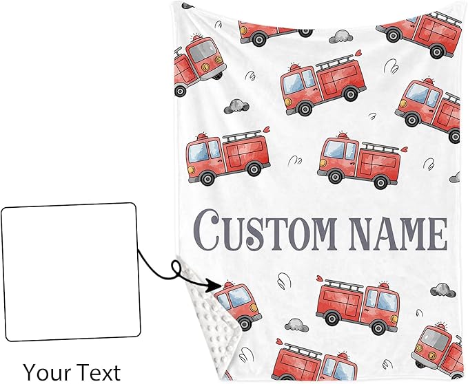 Personalized Baby Crib Bedding Set – Fire Truck Theme Nursery Bedding Sets 3 Piece with Custom Name Blanket, Fitted Crib Sheet & Changing Pad Cover – Ideal Newborn Gift for Boys