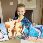 90shine 4PCS Sticker Books for Kids Ages 4-8 Includes Underwater Pet Dinosaur Rainbow Themed Multiple Designs Party Gift Create 44 Pictures