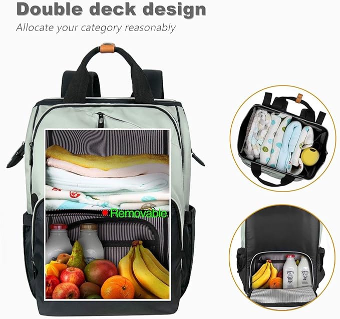 Hap Tim Diaper Bag Backpack,Large Capacity Travel Back Pack Maternity Baby Nappy Changing Bags, Double Compartments with Stroller Straps,Waterproof,Grey Black(US7340-GB)