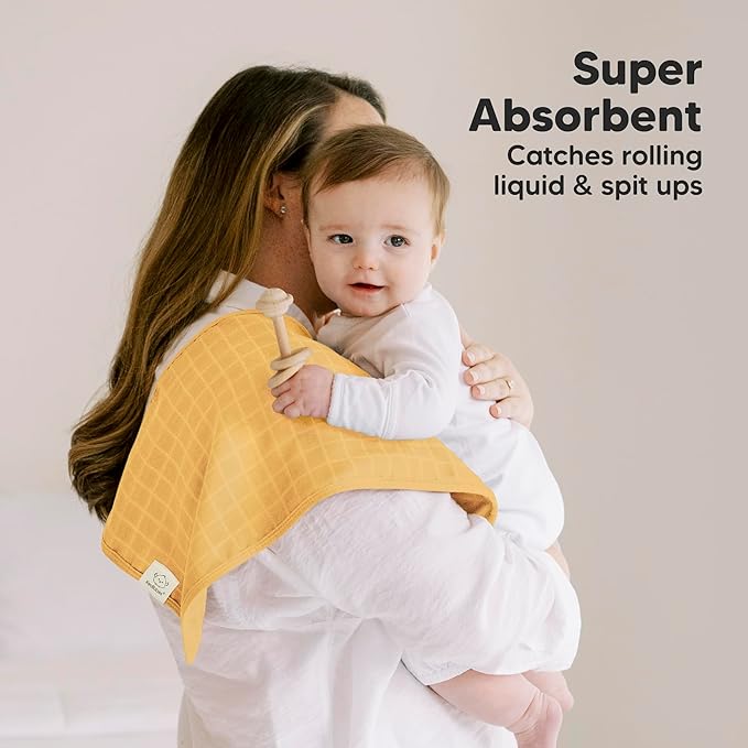 5-Pack Cotton Muslin Burp Cloths Baby Girls, Boys - Soft & Absorbent Spit Up Burp Rags, Large Muslin Towel, Cotton Wash Cloths for Babies, Newborn, Infant, No Shrink, Durable, Neutral (Phase)