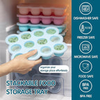 Baby Food Storage 12 x 1.5OZ Silicone Freezer Tray with Lid, Food Grade Silicone Containers for Purees & Vegetables Midnight Blue