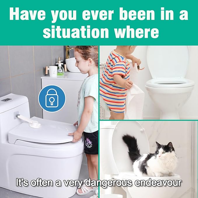 Baby Toilet Safety Locks (1 Pack)| Childproof Toilet Seat Lock | Baby Safety Products | Baby Proofing Kit | Prevents Toddlers from Opening Toilet Lids | 3M Adhesive and Tool-Free Installation（White）