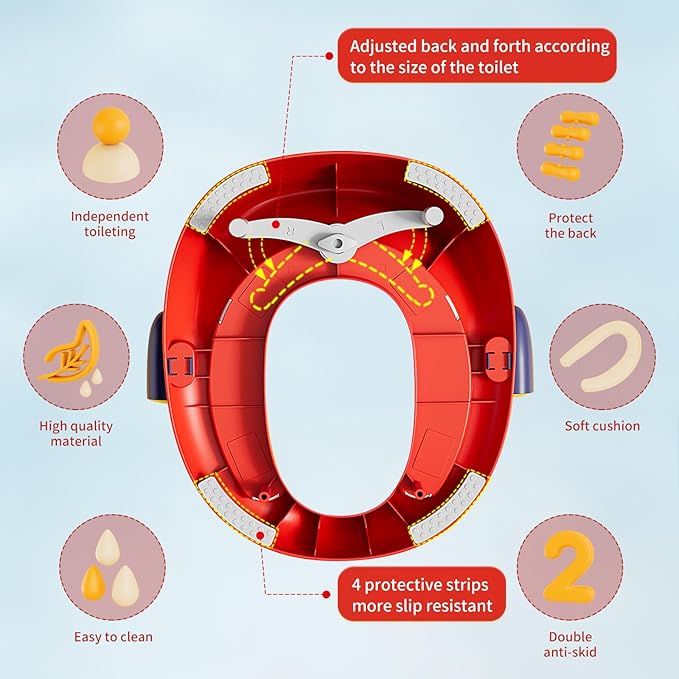 Potty Training Toilet Seat with Kids Step Stool Anti-Slip Toddler Potty Seat with Soft Cushion, Baby Potty Training Set Toddlers Toilet Seat for Boys and Girls (DarkBlue)