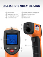 SMART JERRY - Infrared Thermometer Gun | Non-Contact Digital Temperature Gun with -58°F to 788°F Range for Cooking, HVAC | Industrial & Home Use | Instant-Read with Backlit Display