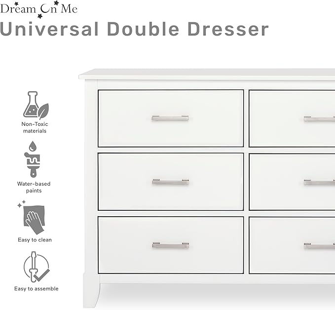 Dream On Me Cleo Double Dresser in White