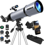 Telescope for Adults & Kids 80mm Aperture 600mm, Telescope for Adults High Powered, Beginners in Astronomy to See Planet, with Phone Adapter and Moon Filter, Carry Bag, Gray