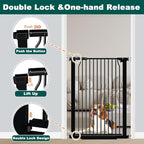 Fairy Baby 40.5" Extra Tall Baby Gate for Stairs, Fits Openings of 40.6" to 54.7" Wide, Extra Wide Dog Gate Indoor, Pressure Mounted Walk Thru Swing Auto Close Metal Puppy Barrier for Doorway, Black