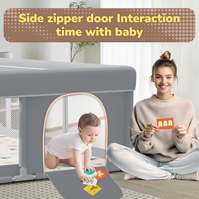 Large Baby Playpen 74"x50" with Mat Play Pens for Babies and Toddlers, Large Play Yards for Indoor & Outdoor with Zipper Gates
